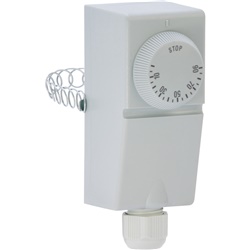 Termostato meccanico a contatto per tubature gas con manopola regolazione temperatura, uso caldaie e pompe termiche