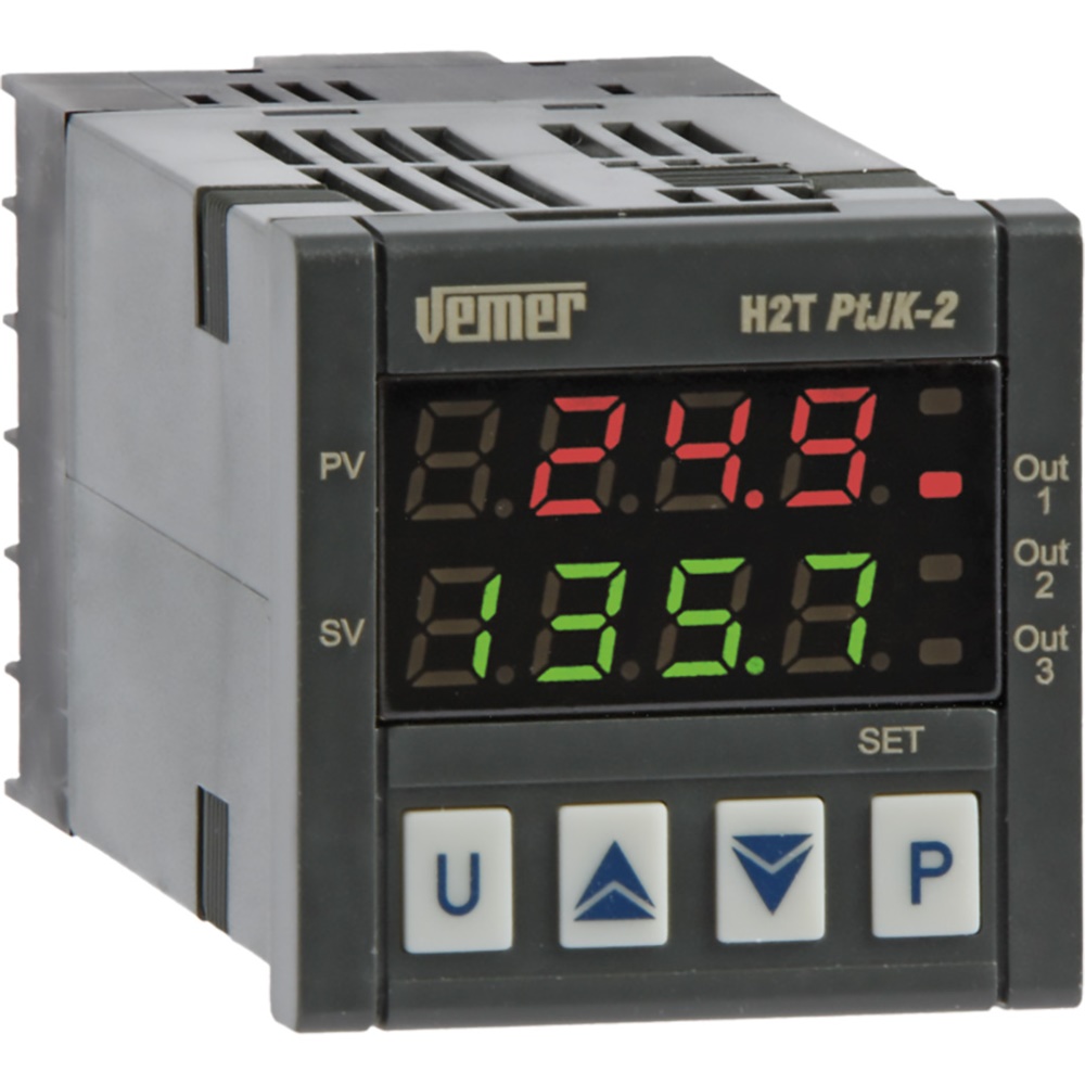 Termoregolatore digitale compatto H2T PT JK-2P4D 24 V AC/DC per riscaldamento e raffreddamento con doppio display LED e protezione password