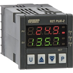 Termoregolatore digitale compatto H2T PT JK-2P4D 24 V AC/DC per riscaldamento e raffreddamento con doppio display LED e protezione password