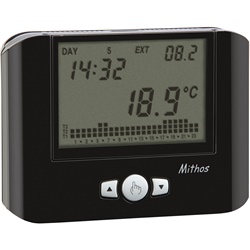 Cronotermostato settimanale MITHOS nero parete batteria blocco tastiera
