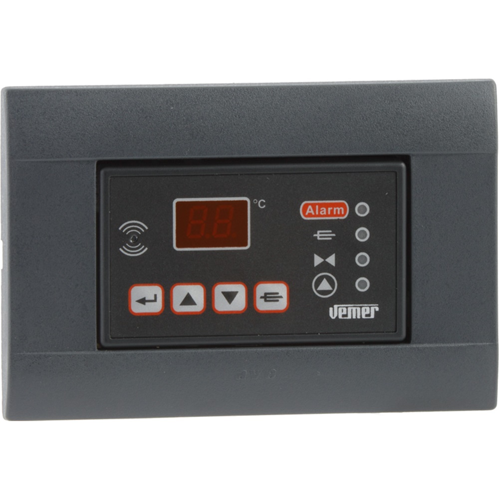 Centralina elettronica incasso gestione controllo termocamino ad acqua con uscite relè pompa elettrovalvola grill e ingresso sonda NTC temperatura acqua