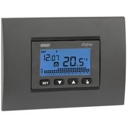 Cronotermostato da incasso settimanale DAFNE-230 con display retroilluminato blu e blocco tastiera sicurezza