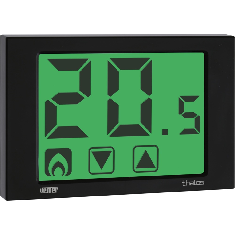 Termostato touch screen da parete THALOS-230 nero con blocco tastiera password per ambienti pubblici e residenziali