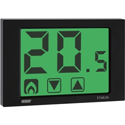 Termostato touch screen da parete THALOS-230 nero con blocco tastiera password per ambienti pubblici e residenziali