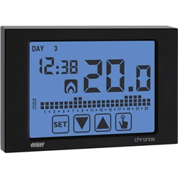 Cronotermostato touch screen da parete CHRONOS-230 nero programmazione settimanale rete elettrica