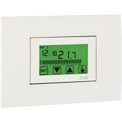 Cronotermostato touch screen da incasso IRIDE-230 con programmazione settimanale e blocco tastiera per controllo temperatura domestico