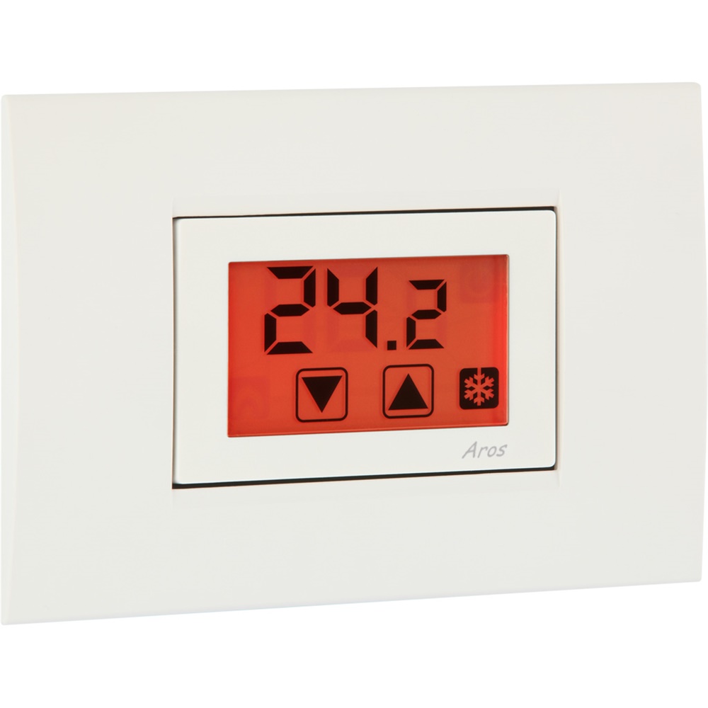 Termostato incasso touch screen con blocco tastiera password, retroilluminazione multicolore, adattabile a placche civili e BTICINO Living Now