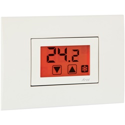 Termostato incasso touch screen con blocco tastiera password, retroilluminazione multicolore, adattabile a placche civili e BTICINO Living Now