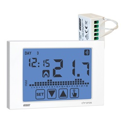 Set cronotermostato Chronos RF bianco con attuatore remoto 16A per controllo riscaldamento senza fili