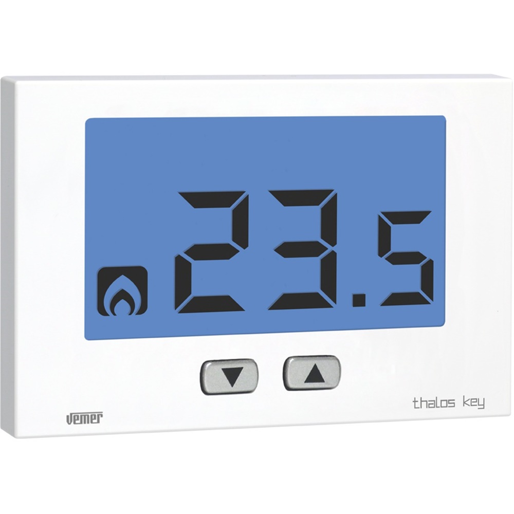 Termostato da parete Thalos Key 230 bianco con display retroilluminato e blocco tastiera per controllo ambienti pubblici
