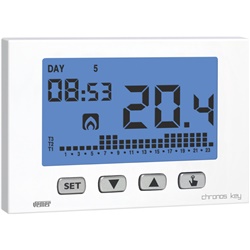 Cronotermostato parete CHRONOS KEY bianco programmazione settimanale batteria display retroilluminato