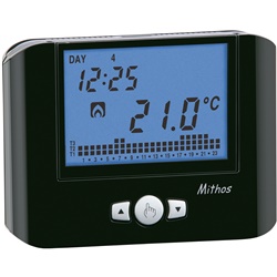 Cronotermostato da parete MITHOS 230 nero programmazione settimanale retroilluminato multicolore per controllo temperatura ambiente