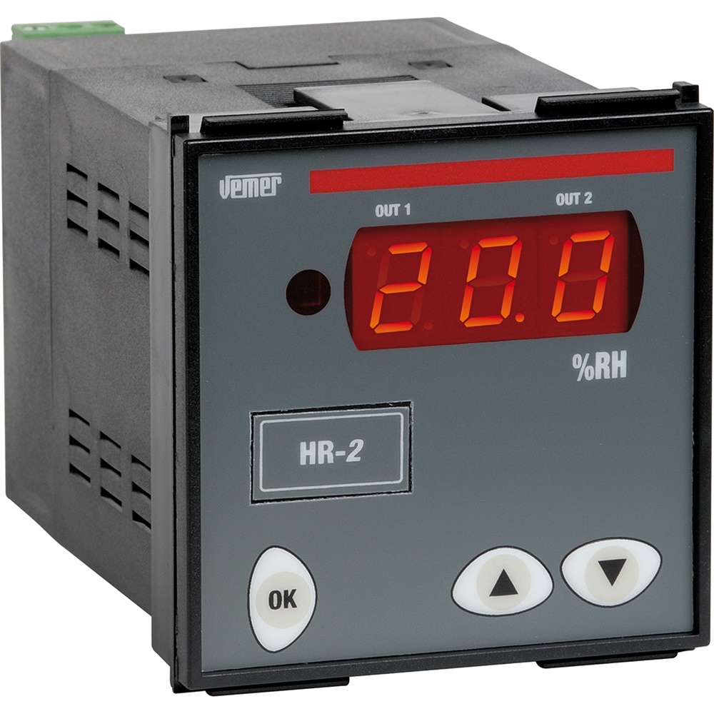 Regolatore umidità digitale HR-2P7A 24/230 VAC con ingresso sonda e display LED rosso