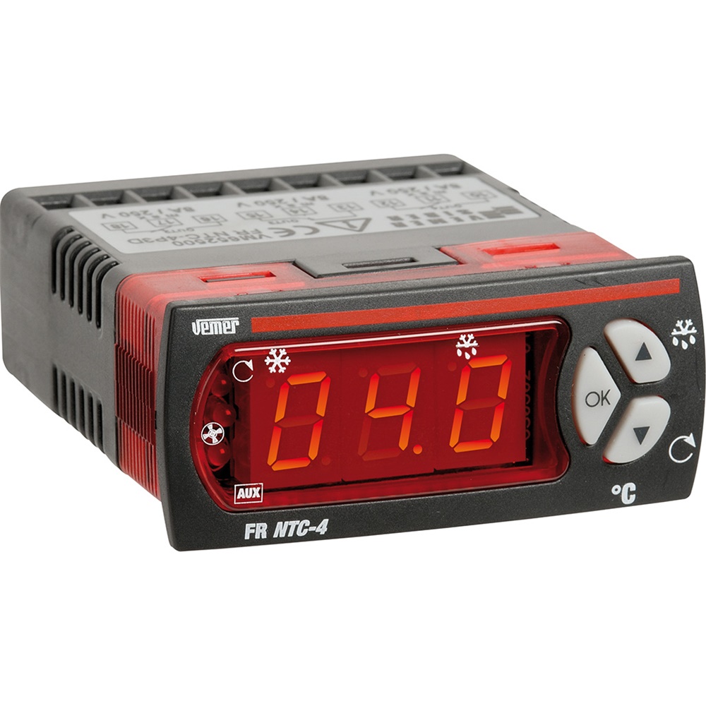Regolatore digitale compatto per unità refrigeranti ventilate 12/24V AC/DC con gestione sbrinamento e display LED rosso