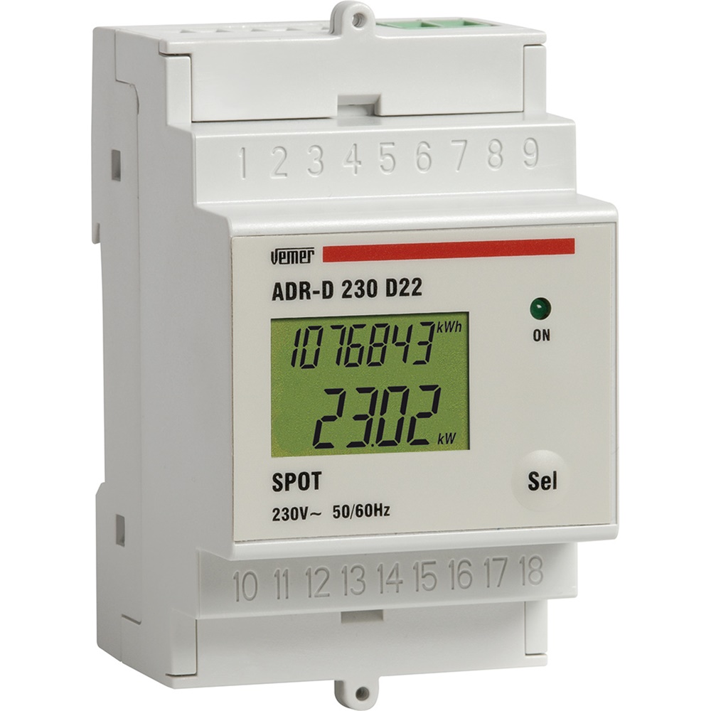 Analizzatore di rete ADR-D 230 D22A TRMS DIN per misura tensione corrente potenza energia attiva fino 22,5A