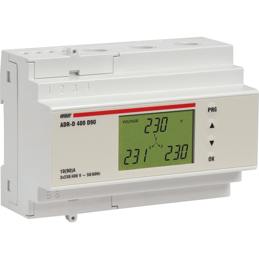 Analizzatore rete trifase ADR-D 400 D90 DIN TRMS potenza energia frequenza