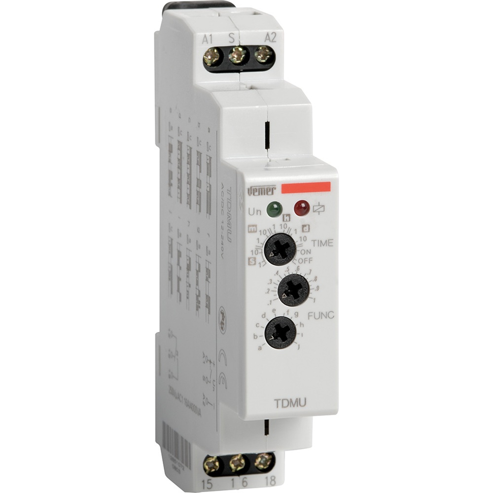 Temporizzatore multifunzione TDMU 12-240VAC/DC relè controllo automazioni civili industriali