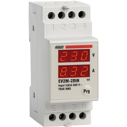 Voltmetro-Amperometro EV2M-2DIN TRMS doppio display per sistemi monofase industriali e commerciali