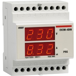 Voltmetro-Amperometro EV2M-4DIN TRMS doppio display per quadri elettrici industriali