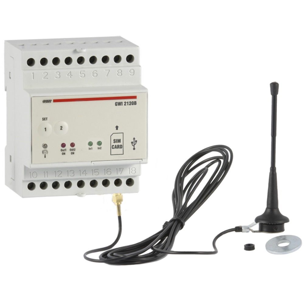 Interfaccia GSM GWI 2120B 12/24V 2 relè 3 ingressi controllo remoto dispositivi elettrici