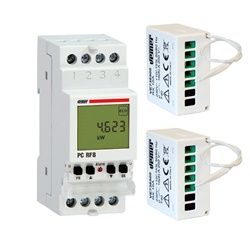Set installazione gestione sovraccarico PC RF8 con 2 attuatori remoti RX 16A per impianti elettrici residenziali e commerciali