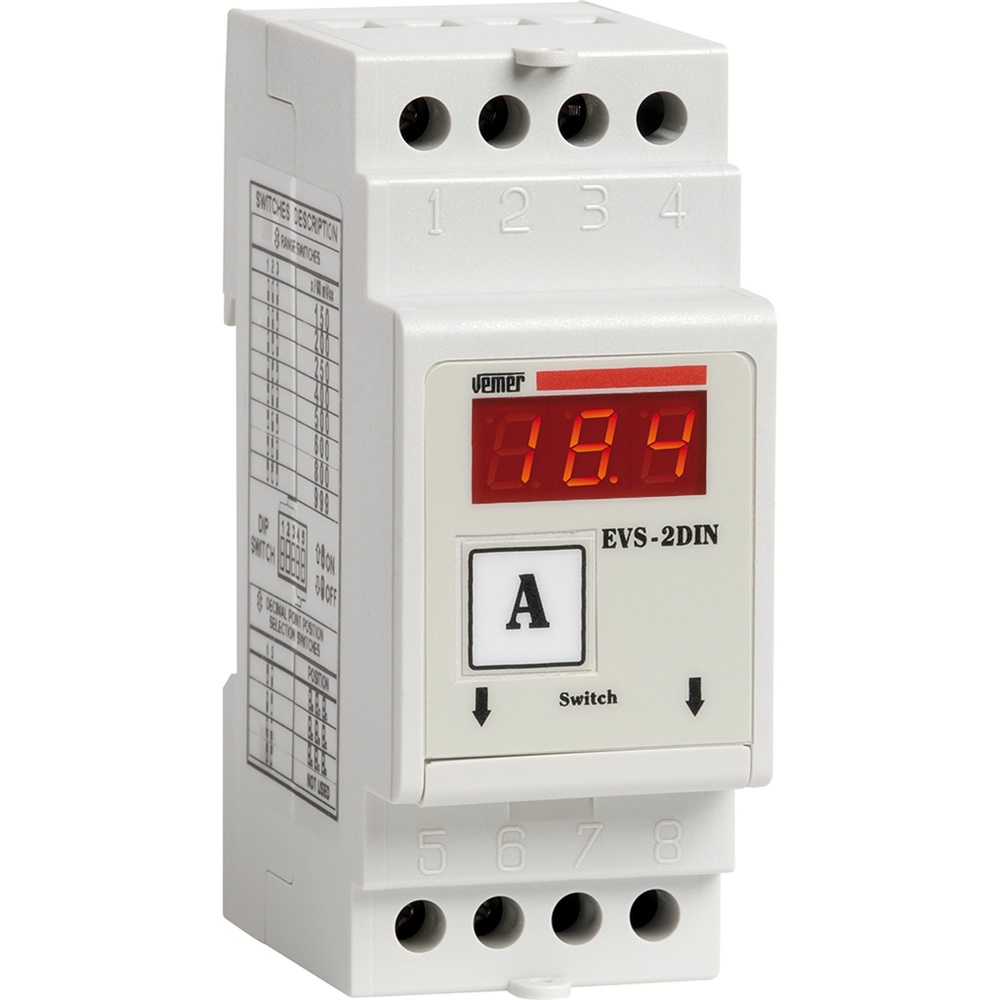 Amperometro digitale multiscala 2 DIN 60MVCC 115/230VAC per misura corrente continua barra DIN