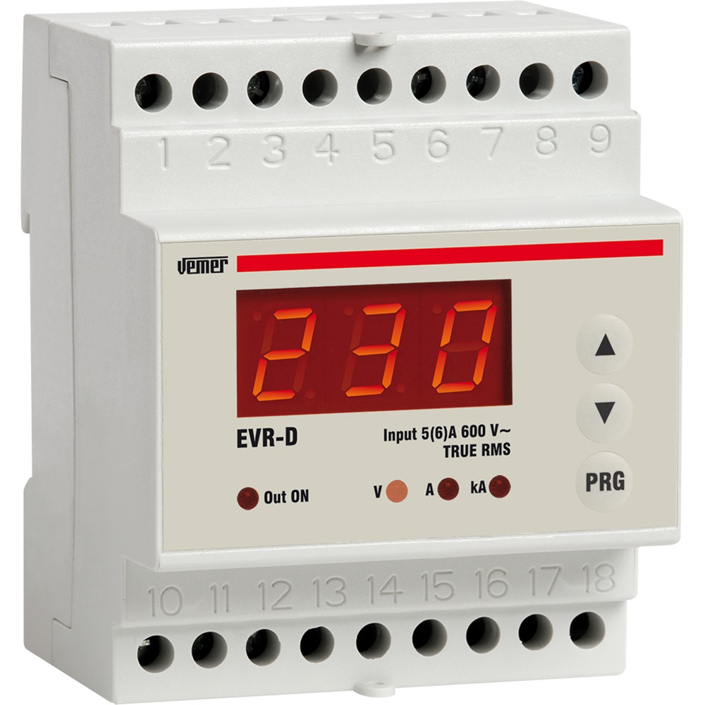 Voltmetro Amperometro DIN 600V 5AAC 230VAC con Relè Uscita per Sistemi Monofase