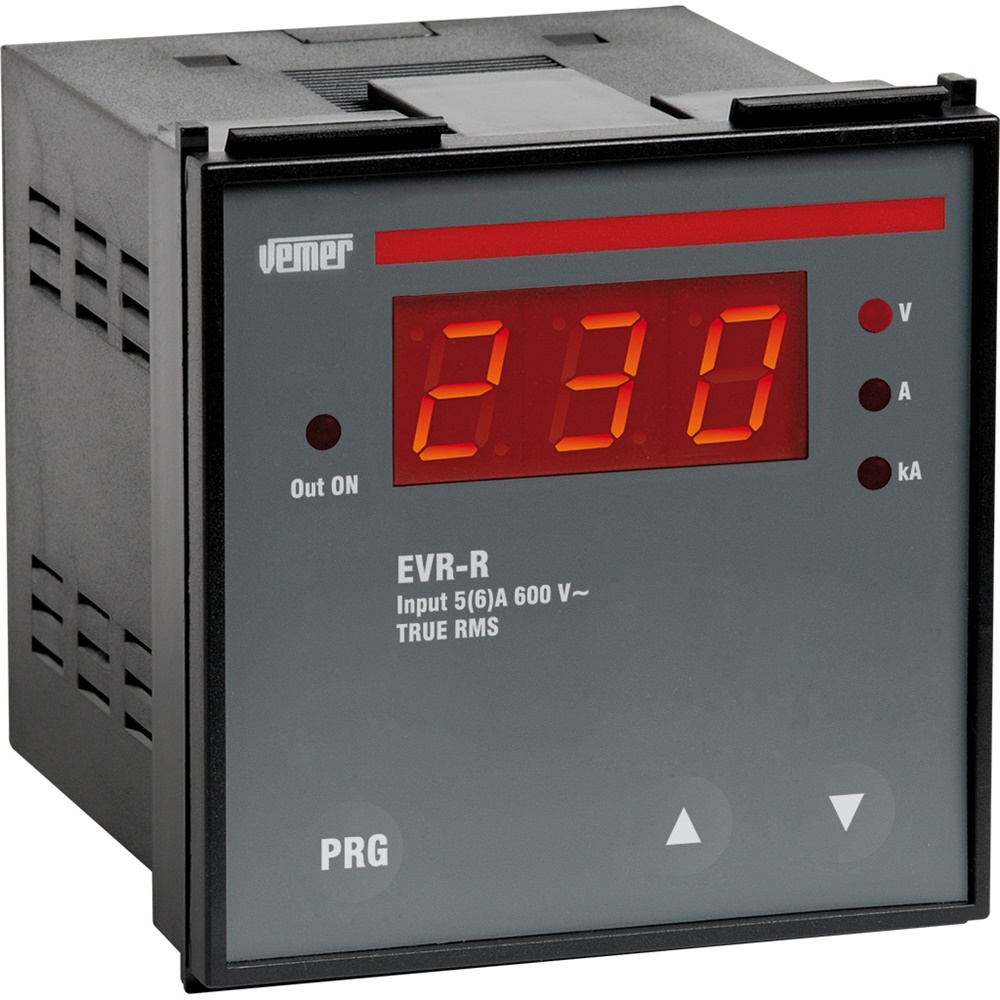 Voltmetro amperometro da pannello 600V 5AAC 24VAC con relè uscita programmabile per sistemi monofase