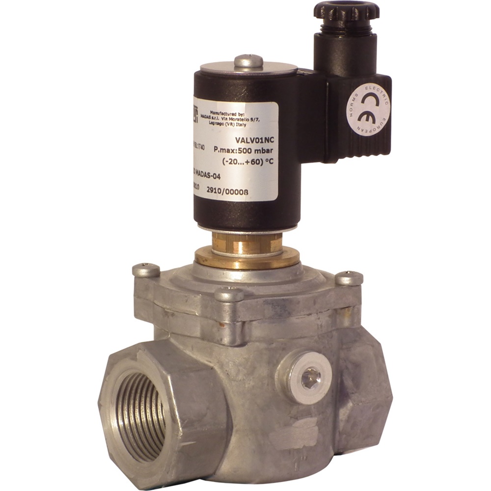 Elettrovalvola gas 1 Rp 1NC normalmente chiusa riarmo manuale 230 Vac sicurezza attiva