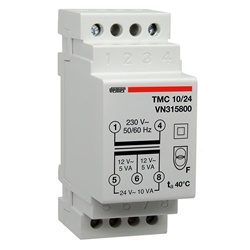 Trasformatore di sicurezza 10VA 230V a 12-24VAC montaggio barra DIN uso continuo