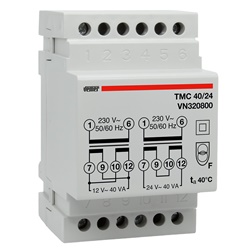 Trasformatore sicurezza 40VA 230V a 12+12VAC montaggio barra DIN uso continuo