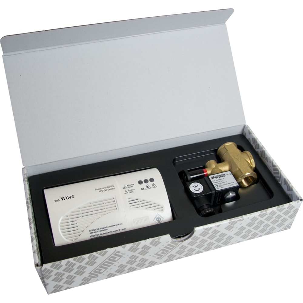 Set sicurezza GPL parete rivelatore gas elettrovalvola 1/2 NA 230V