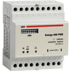Contatore energia trifase ENERGY-400 per barra DIN 4 moduli con uscita impulsi remoto