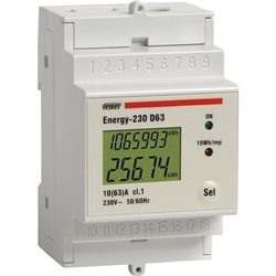 Contatore energia monofase DIN con display LCD e uscita impulsi per monitoraggio consumi