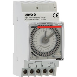 Orologio meccanico giornaliero ARVO-D con riserva carica per installazione su barra DIN settore elettrico