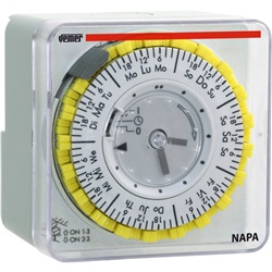 Orologio meccanico settimanale NAPA-W con riserva carica, installazione pannello/parete/DIN, alta precisione