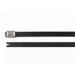 Fascetta inox rivestita poliestere 362x7,9 mm sistema autobloccante uso industriale e sicurezza incendio