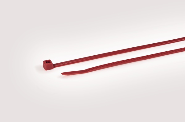 Fascetta legatura 200x4,6 mm rosso dentatura interna serie T50R per cavi tubi flessibili
