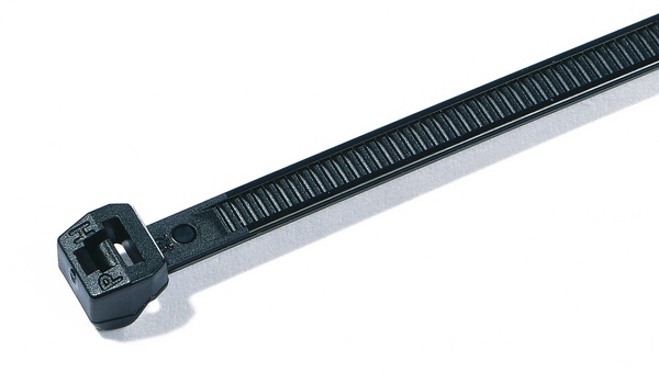 Fascetta dentatura esterna 100x2,5 mm nera PA66V0 autoestinguente per automotive aerospace ferroviario