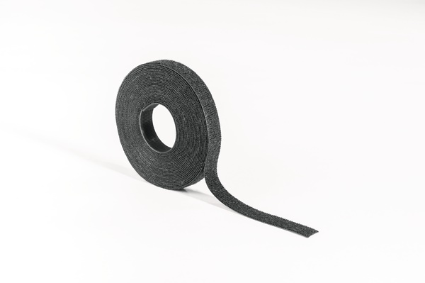 Nastro Velcro 5000x12,5 mm nero riutilizzabile 5 m per cablaggio fibra ottica e telefonico