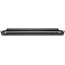 Patch panel basic vuoto metallico 24 porte monoblocco 1U Nero