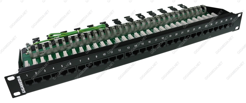 Patch panel telefonico 30 porte RJ45 CAT3 UTP 1U Nero (3,6 ; 4,5)