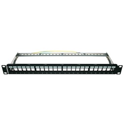 Patch panel eco metallo vuoto metallo 24 porte 1U Nero