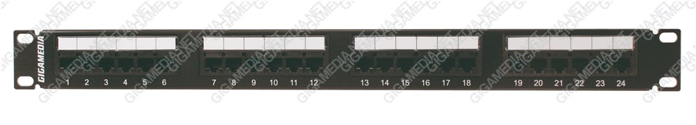 Patch panel 19’’ 24 porte RJ45 precaricato CAT5e UTP Blocco 110/LSA+