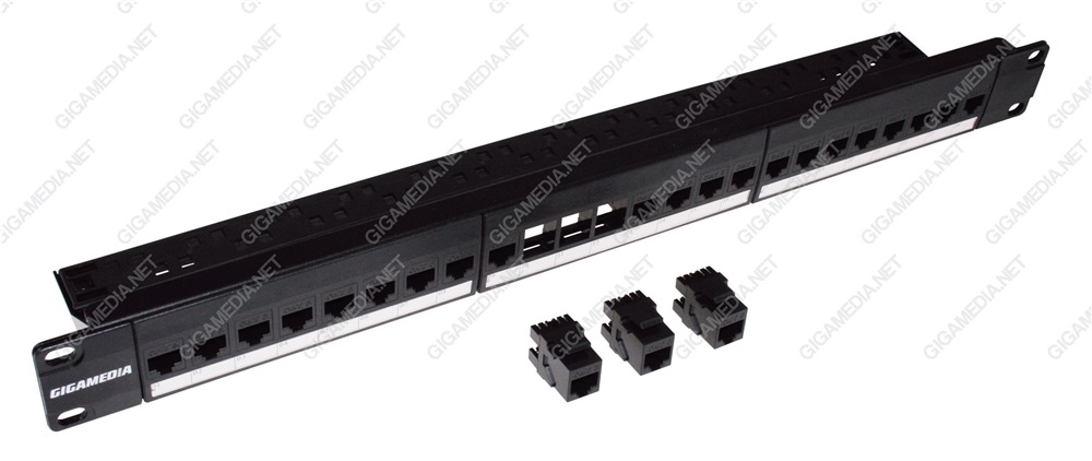 Patch panel 19’’ con 24 prese CAT6 non schermate Nero blocco 110 (GGM 621030200)