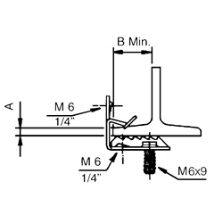 Clip acciaio armonico con vite M6x9 per fissaggio strutture elettriche spessore 10-15mm