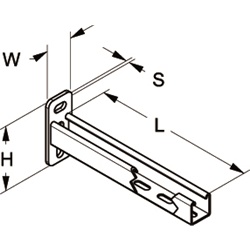 Mensola in profilo acciaio zincato 41x41 mm lunghezza 750 mm per uso industriale e commerciale