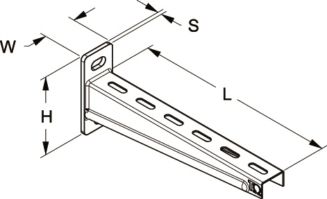 Mensola stampata zincata a caldo nervata L210 mm per supporto attrezzature elettriche industriali