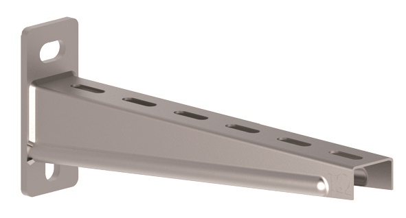 Mensola stampata nervata acciaio zincato a caldo 410 mm per installazioni elettriche industriali