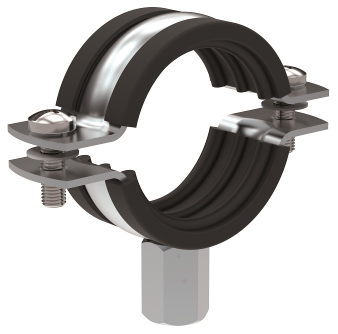 Collare acciaio gomma 1 mm attacco M8-M10 diametro 39-46 mm per cavi industriali